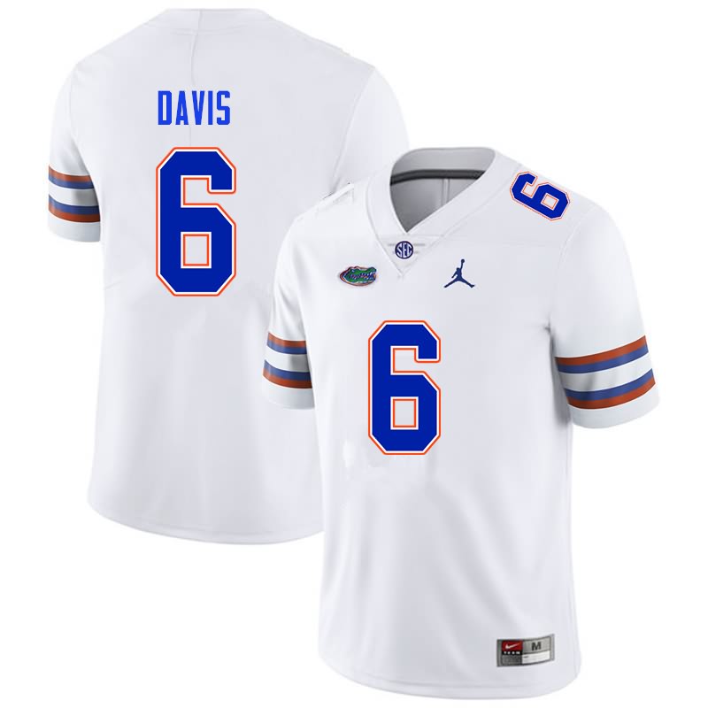 NCAA Florida Gators Shawn Davis Men's #6 Nike White Stitched Authentic College Football Jersey JWH1364ZD